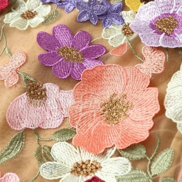 Faurra Floral Dress with High Collar and Long Sleeves