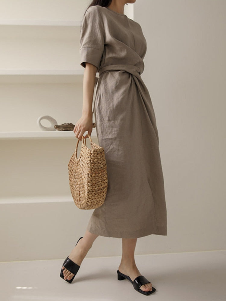 Shana Cotton and Linen Wrap Dress