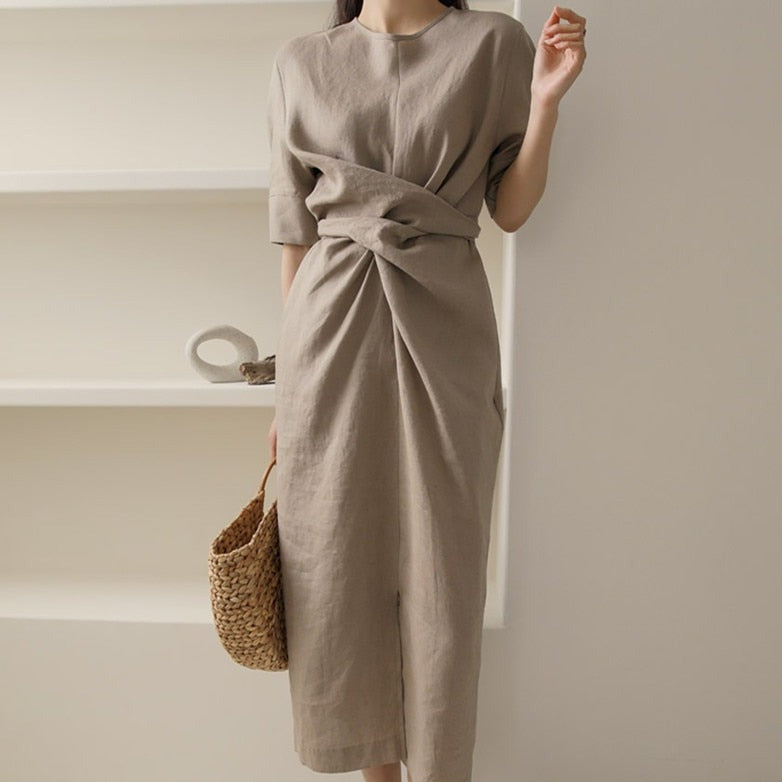 Shana Cotton and Linen Wrap Dress