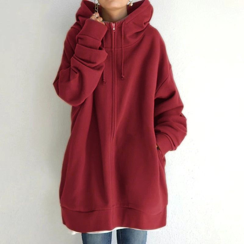 Ava - Oversized Hoodie with Zipper and Pockets