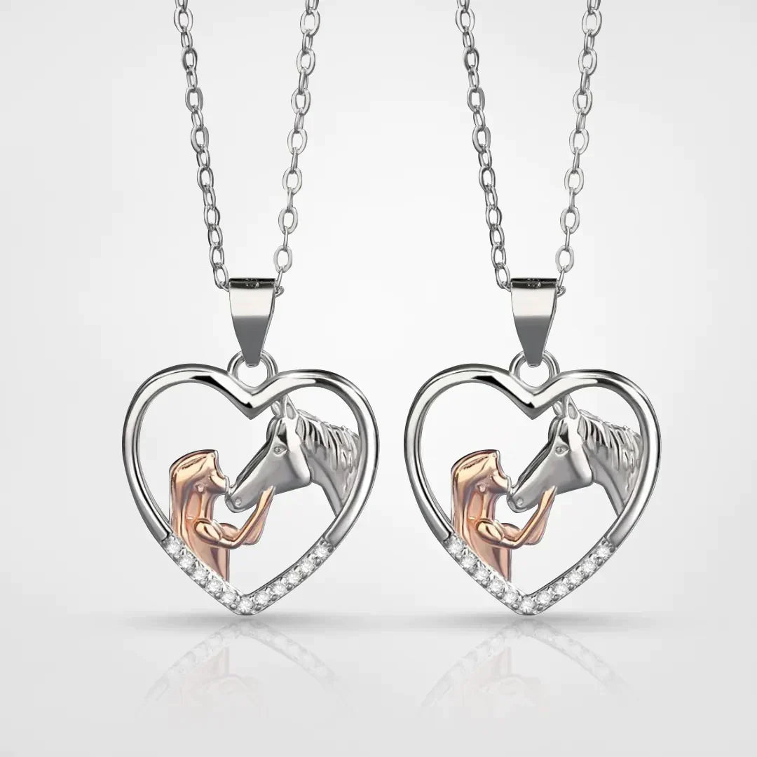 Horsepower Heart Necklace – Elegant Gift for Horse Lovers 1+1 Free