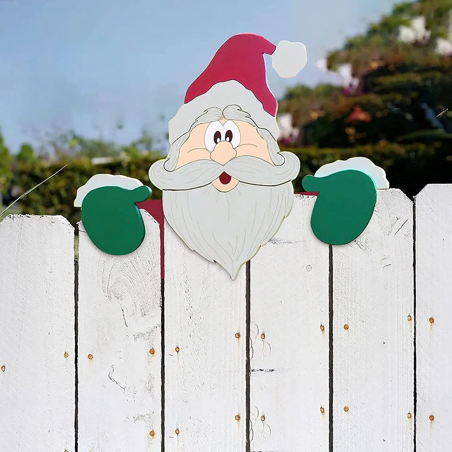 Santa Fence Peeps Christmas Decoration