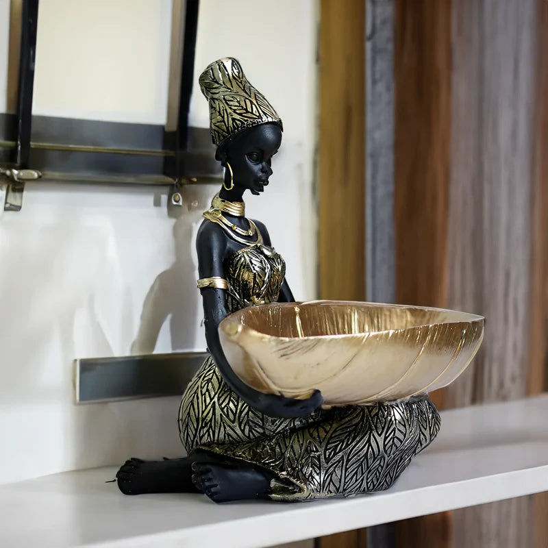 Exotic Woman Sculpture with Key Organizer – Artistic Storage Solution