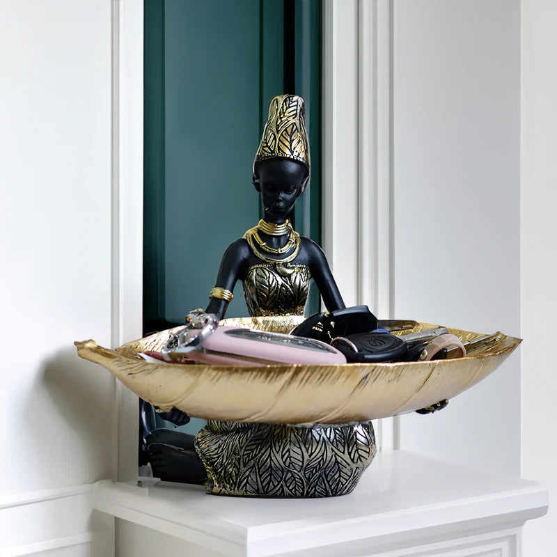 Exotic Woman Sculpture with Key Organizer – Artistic Storage Solution
