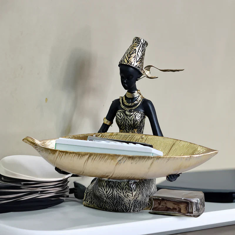 Exotic Woman Sculpture with Key Organizer – Artistic Storage Solution