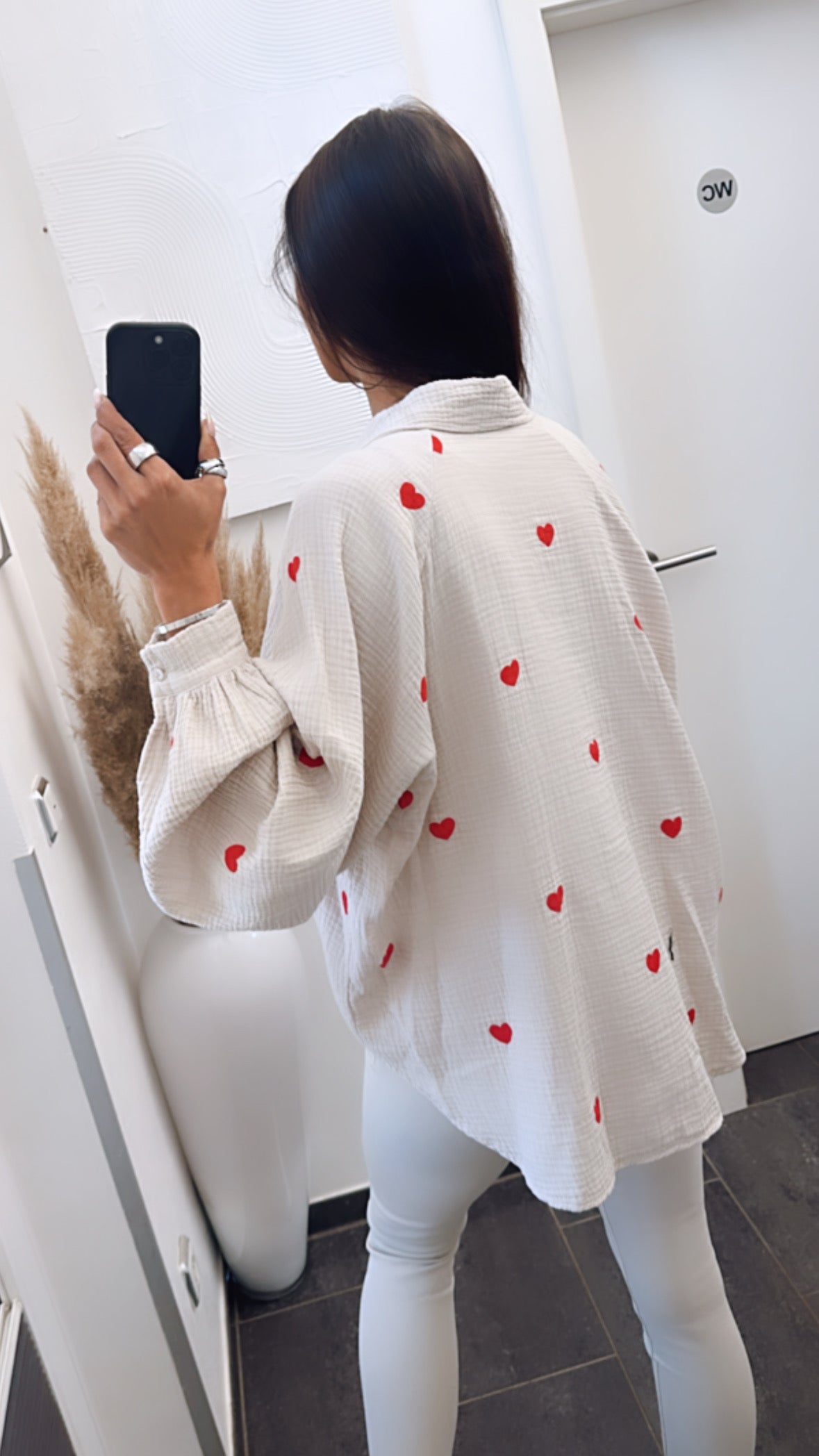 Amelia Heart Print V-Neck Blouse