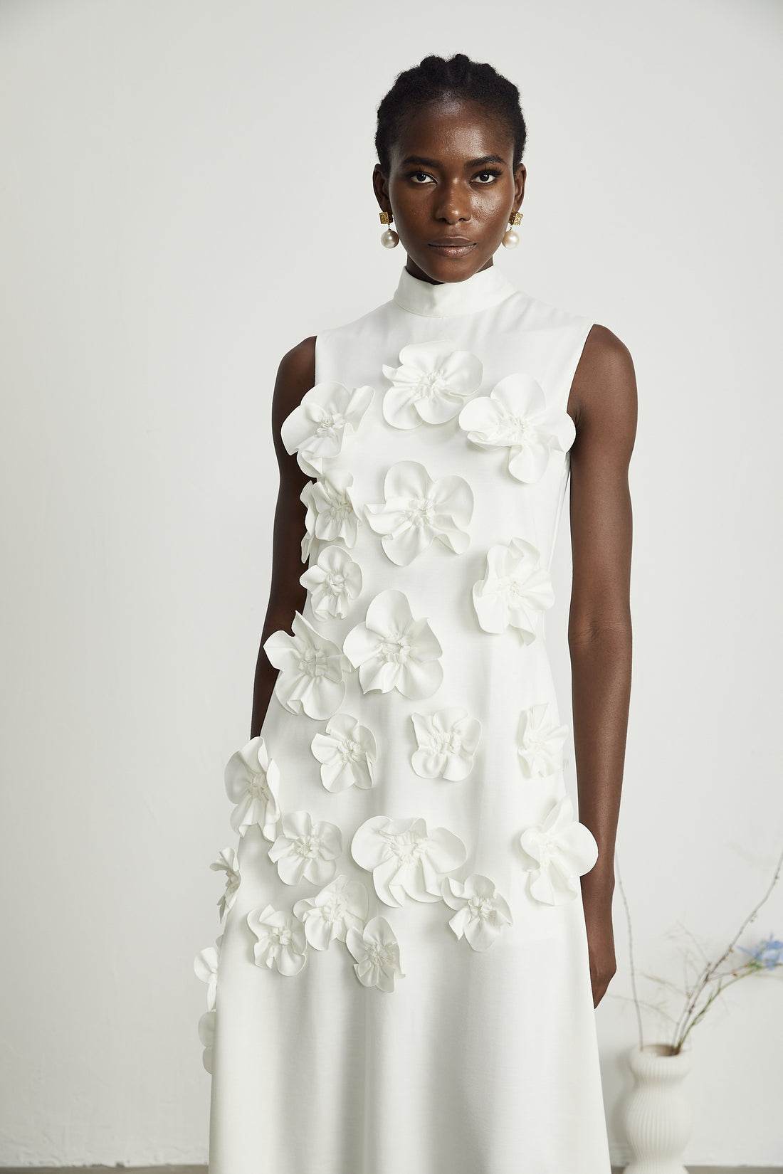 Monaliza - Sculptural Floral Maxi Dress for Elegant Flow