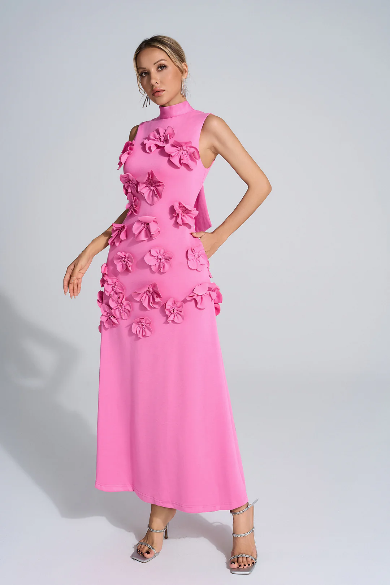 Monaliza - Sculptural Floral Maxi Dress for Elegant Flow