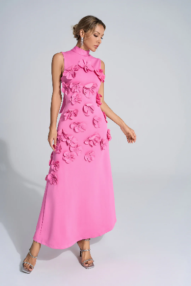 Monaliza - Sculptural Floral Maxi Dress for Elegant Flow