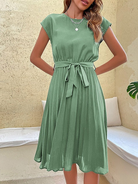 Cecilia | Mini Dress with Short Sleeves and Pleats