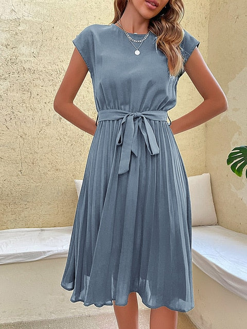 Cecilia | Mini Dress with Short Sleeves and Pleats