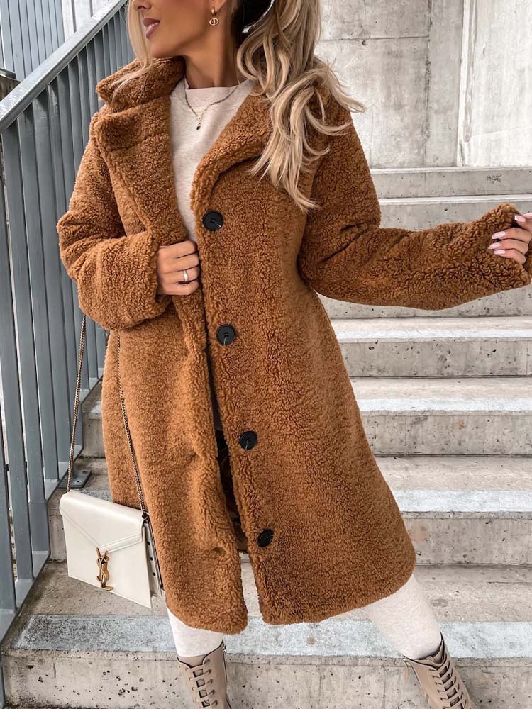 White coat with faux fur collar