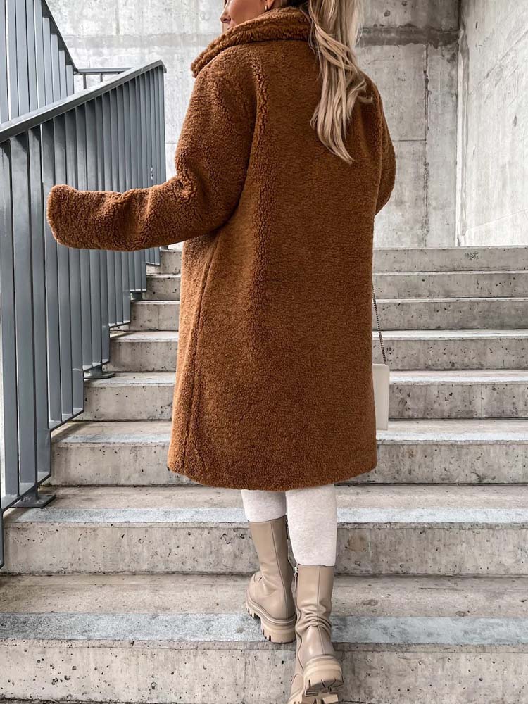 White coat with faux fur collar