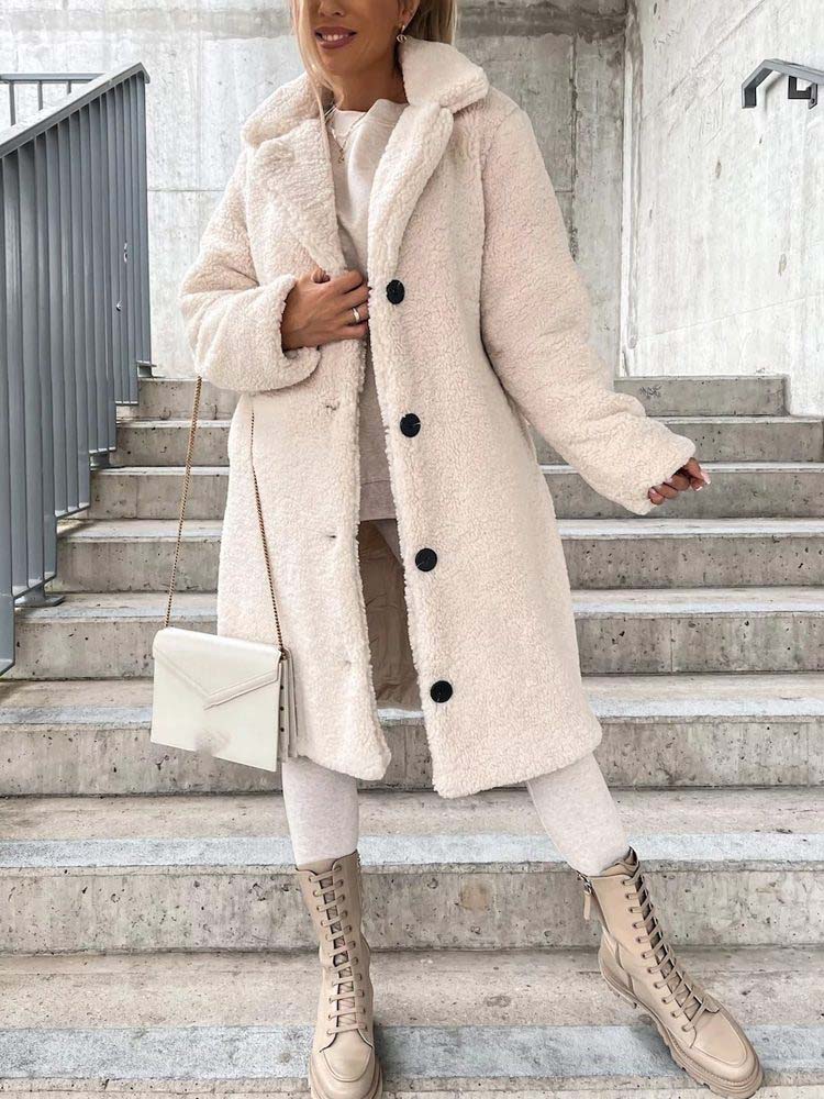 White coat with faux fur collar