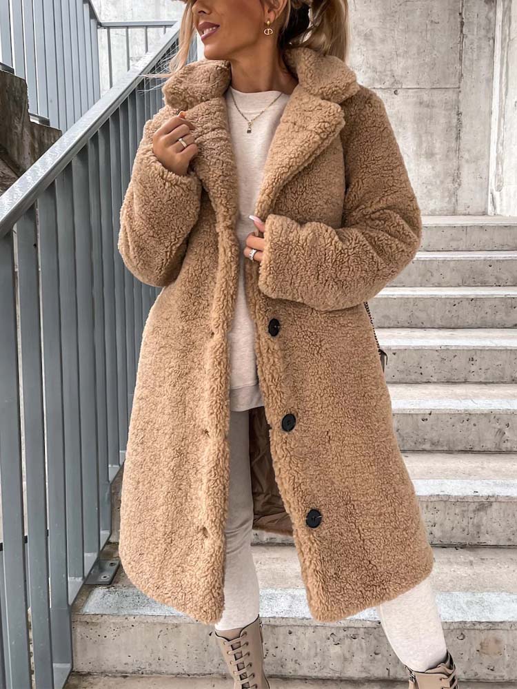 White coat with faux fur collar