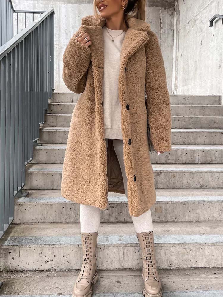 White coat with faux fur collar