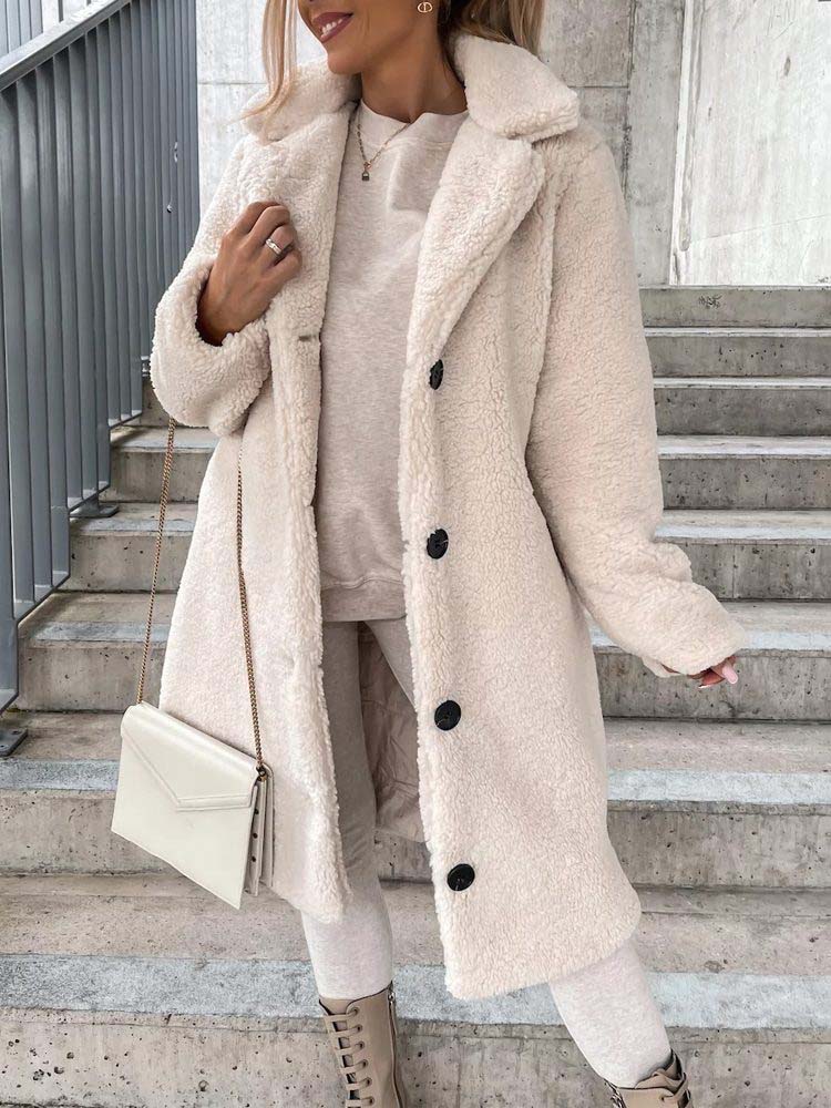 White coat with faux fur collar