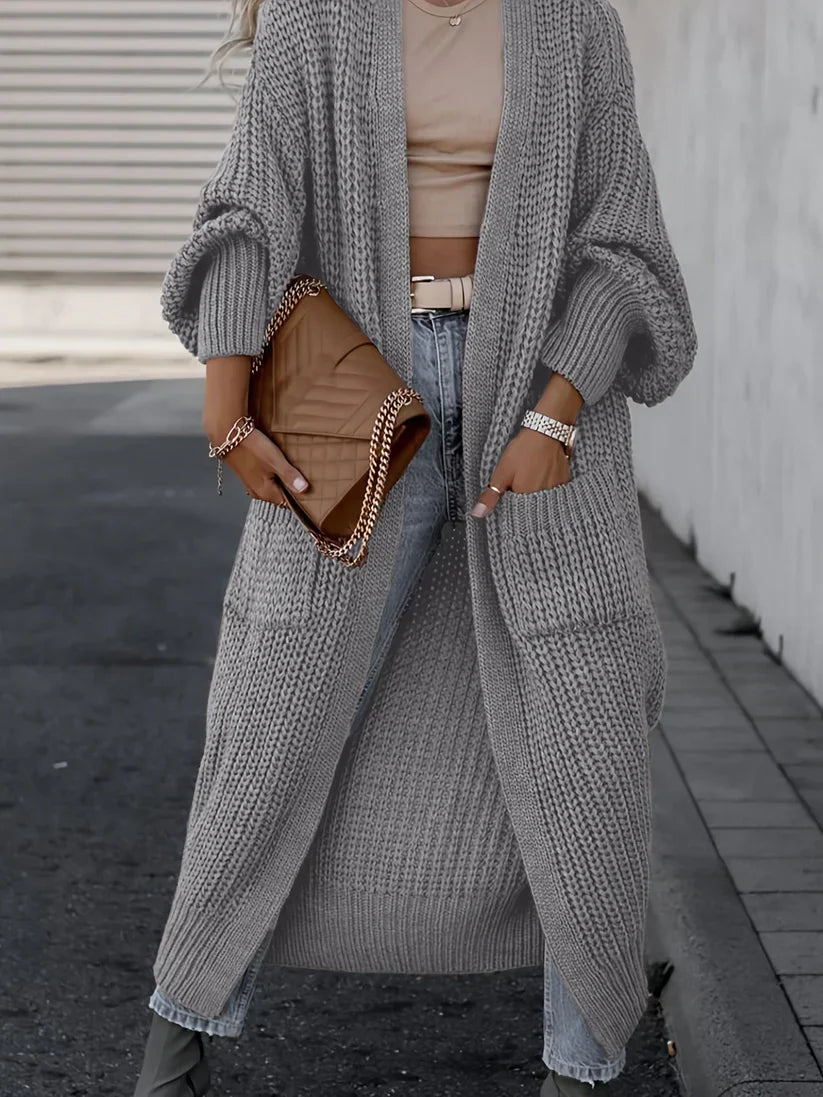 Olivia - Long knit cardigan with pockets