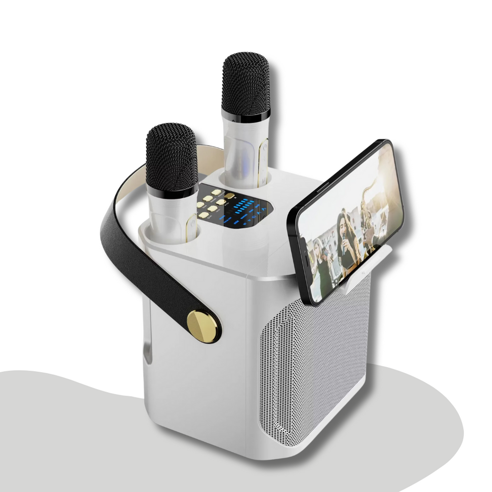 SingGo - Portable Karaoke Speaker with Dual Microphones and Phone Holder