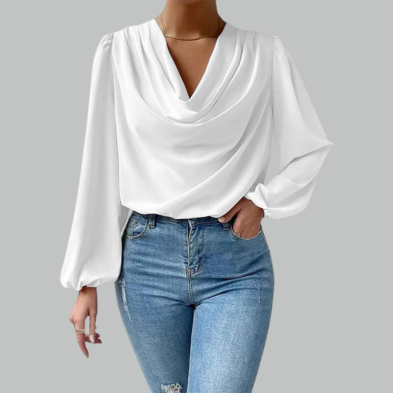 Britt - Comfortable long-sleeved blouse with V-neck