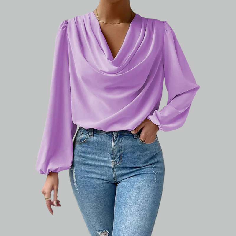 Britt - Comfortable long-sleeved blouse with V-neck