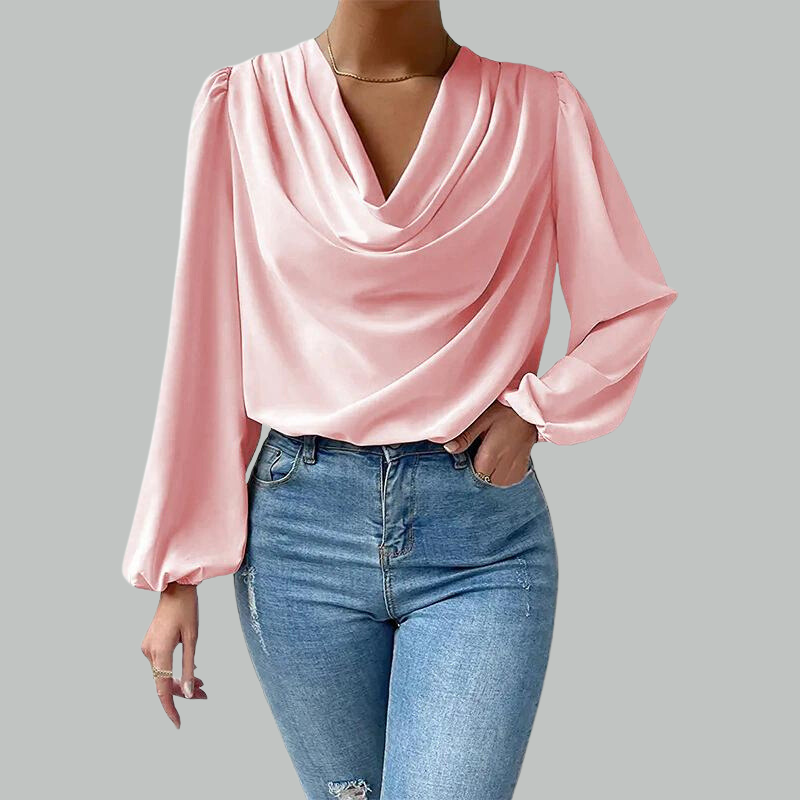 Britt - Comfortable long-sleeved blouse with V-neck