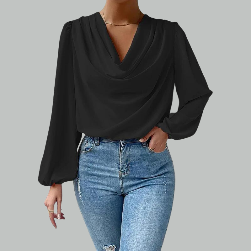 Britt - Comfortable long-sleeved blouse with V-neck