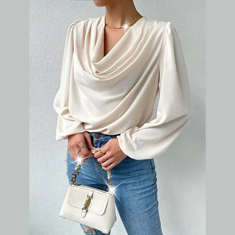 Britt - Comfortable long-sleeved blouse with V-neck