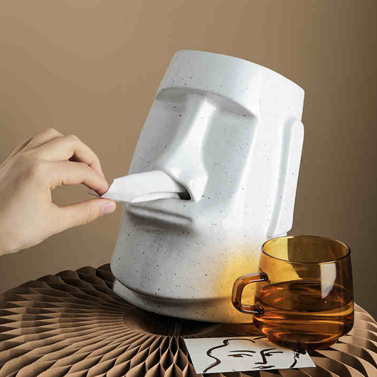 StatueTissue - quirky Moai scarf holder for stylish rooms