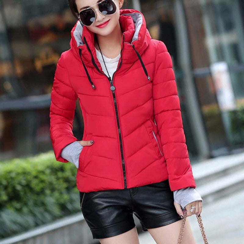 Marie - Warm long jacket with hood and zipper