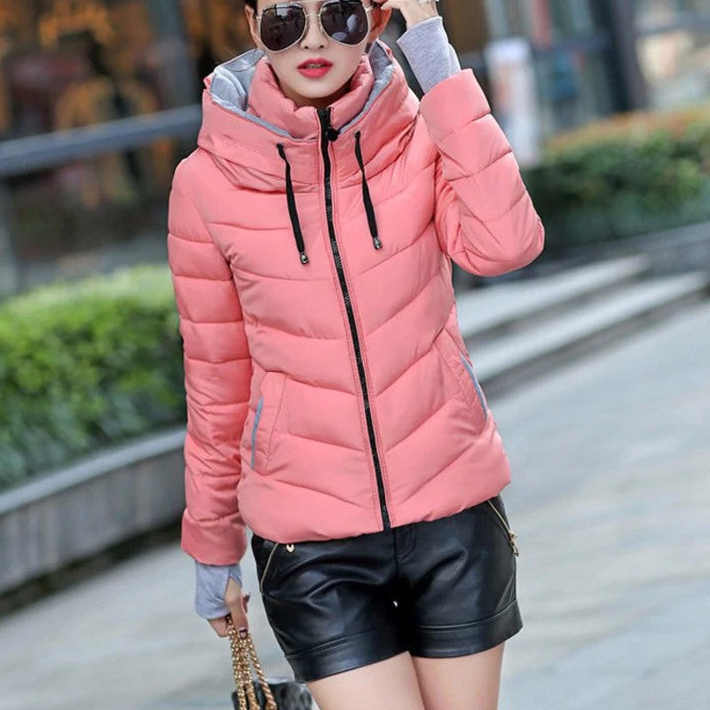 Marie - Warm long jacket with hood and zipper