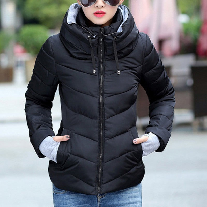 Marie - Warm long jacket with hood and zipper