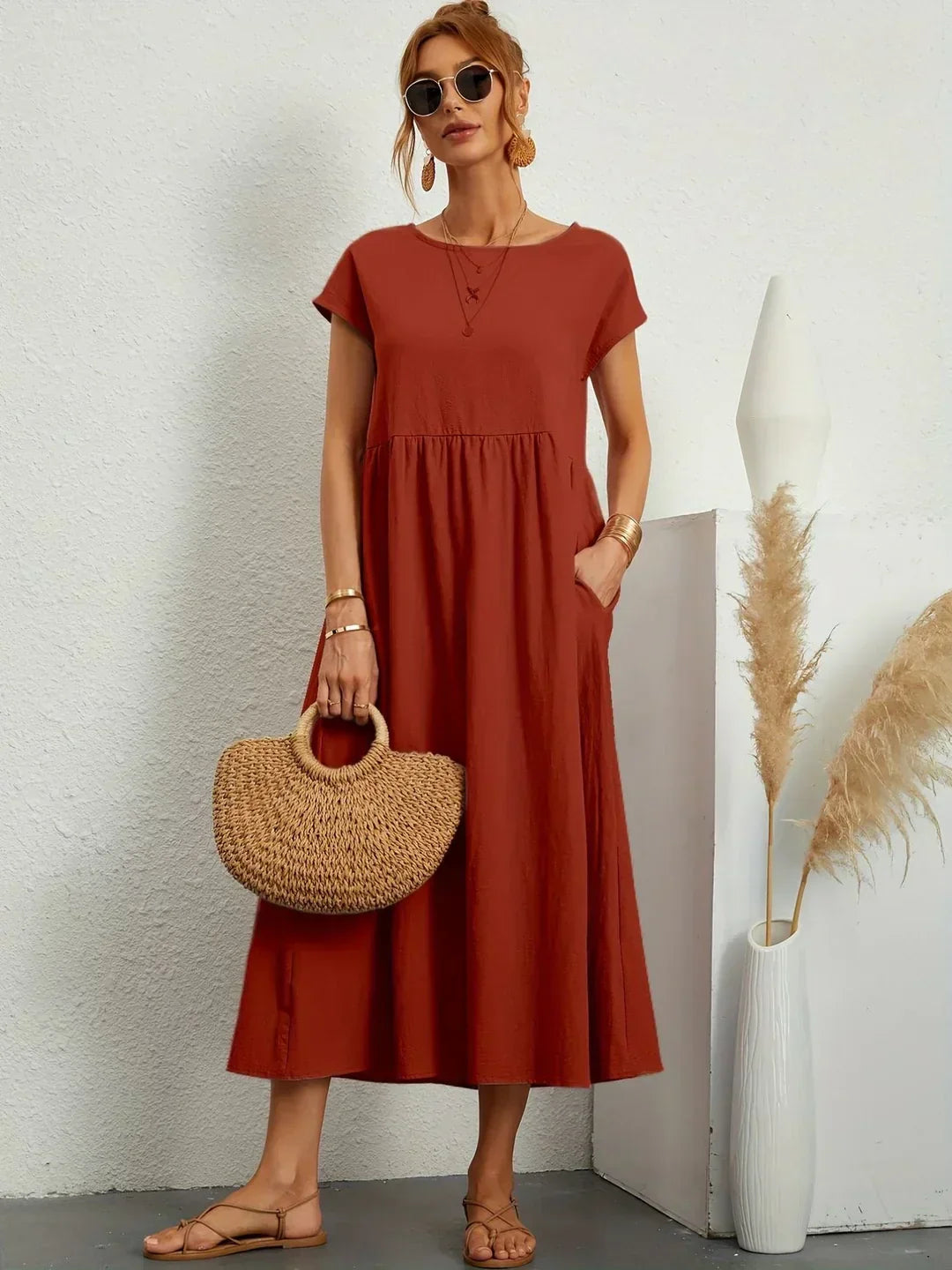 Decerie Soft Cotton Light Dress with Pockets