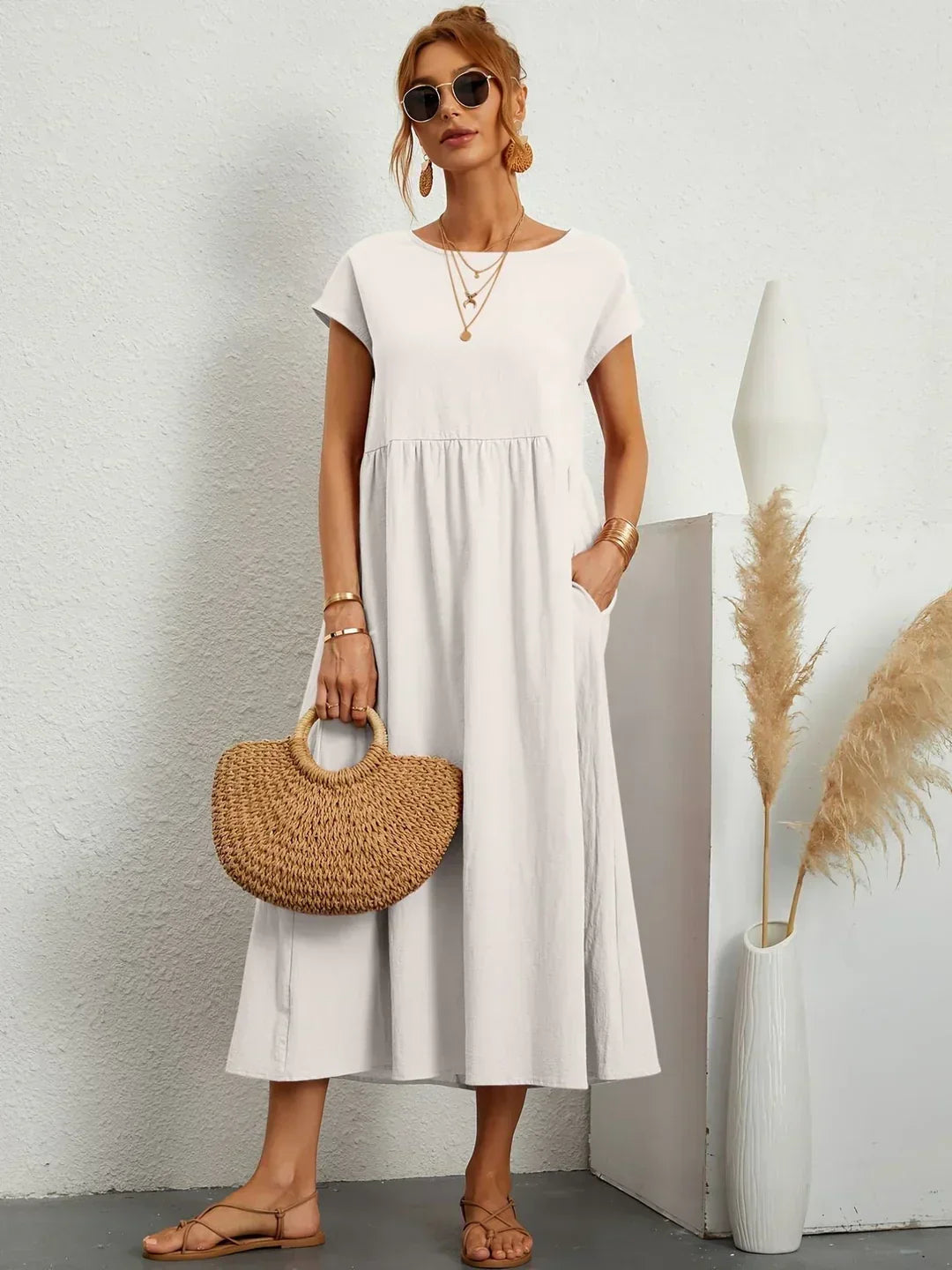 Decerie Soft Cotton Light Dress with Pockets