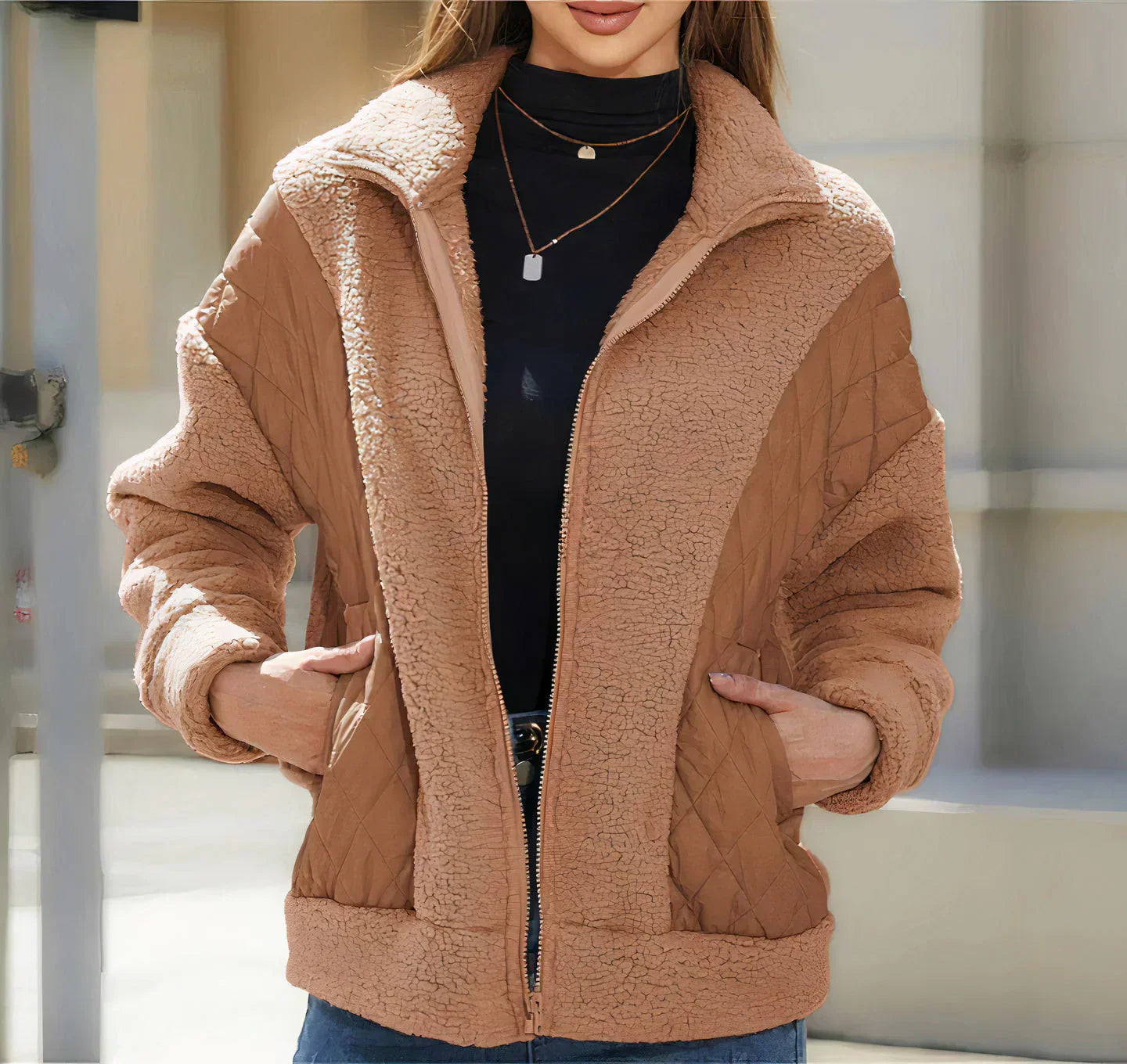 Clara - Soft coat with zipper and pockets