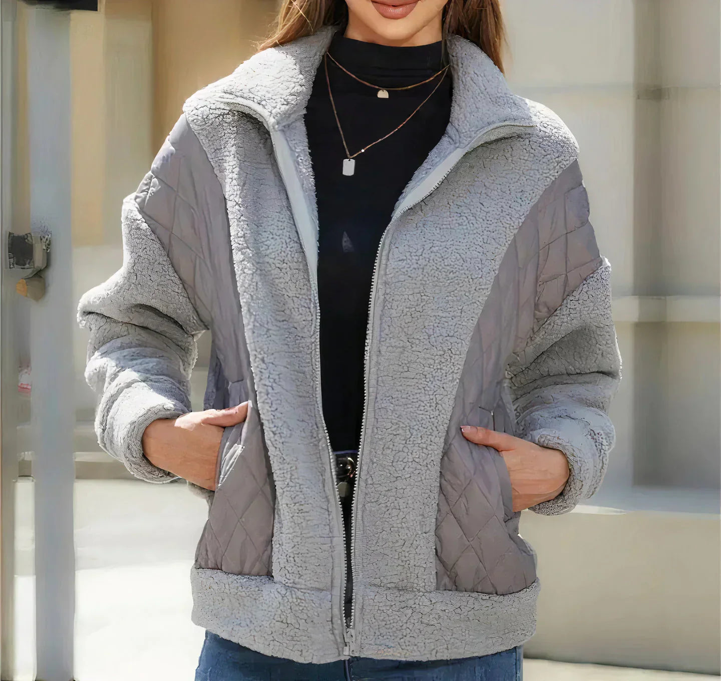 Clara - Soft coat with zipper and pockets