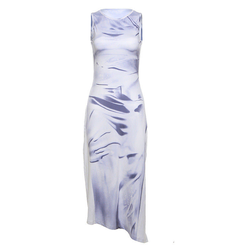 Veralyn Sleeveless Printed Dress with Crew Neck