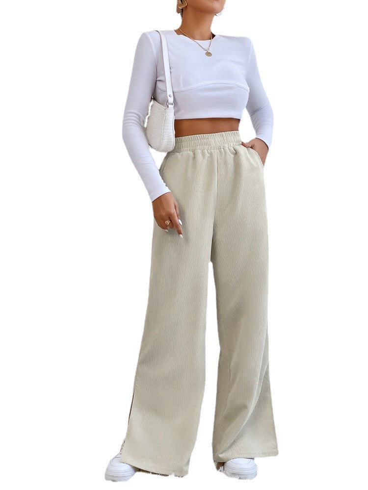 Ana | Elegant High Waist Corduroy Trousers for Women