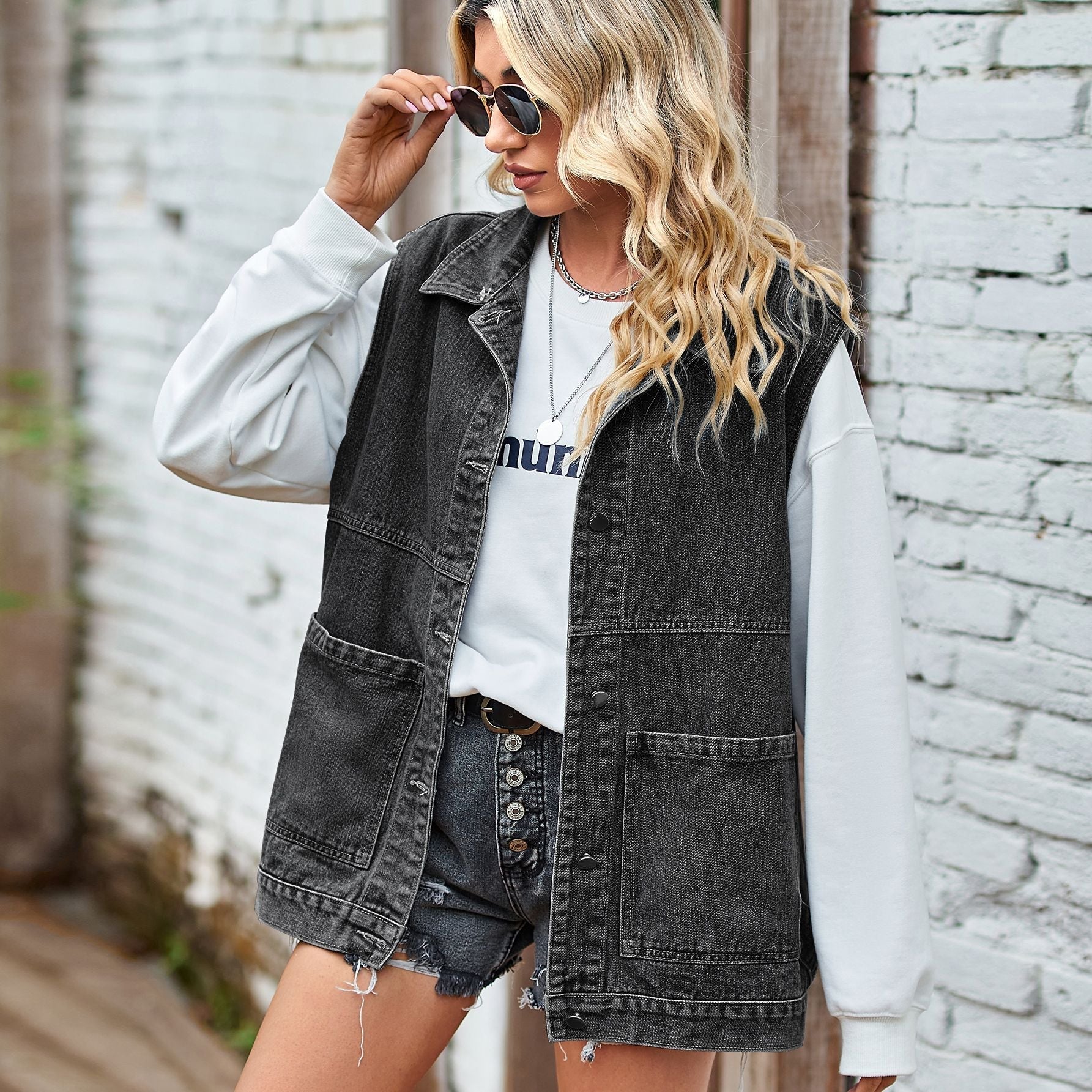 Cotton Denim Women's Vest – Casual and Trendy Vest for Women