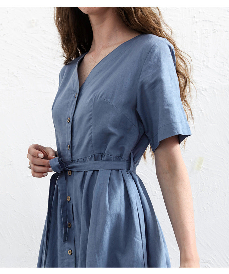 Amber - Classic Midi Dress with Buttons