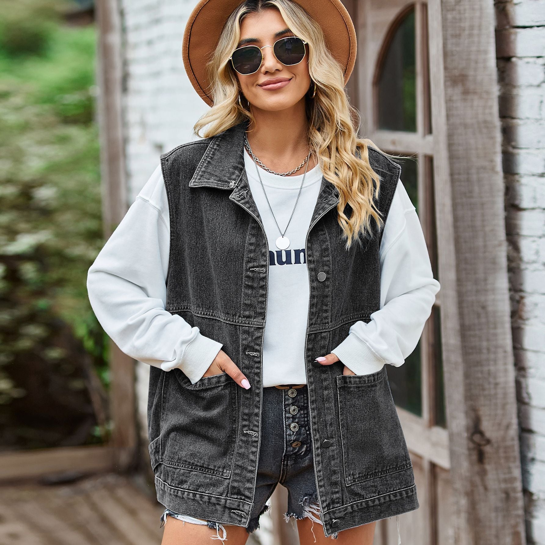 Cotton Denim Women's Vest – Casual and Trendy Vest for Women