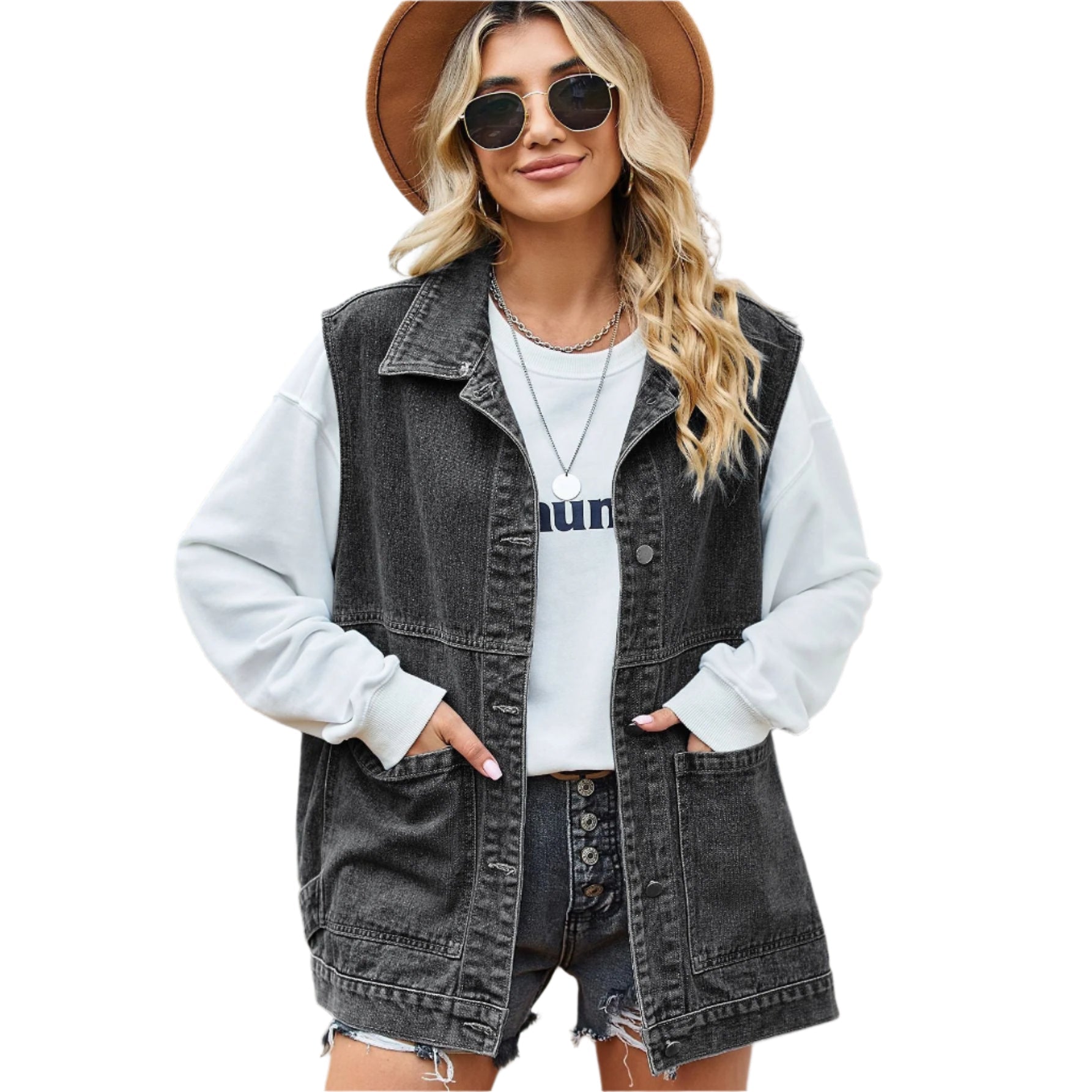 Cotton Denim Women's Vest – Casual and Trendy Vest for Women