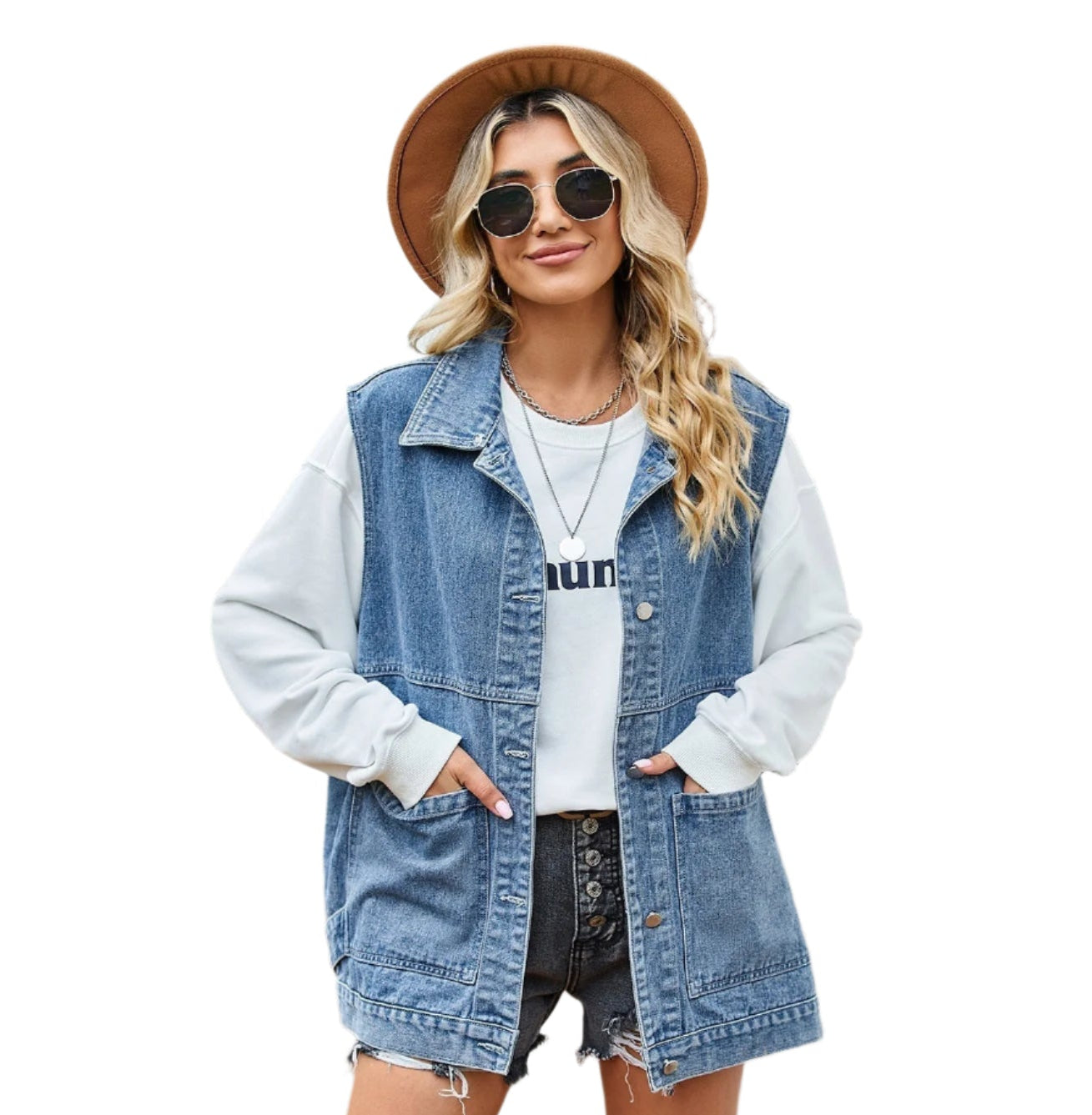 Cotton Denim Women's Vest – Casual and Trendy Vest for Women