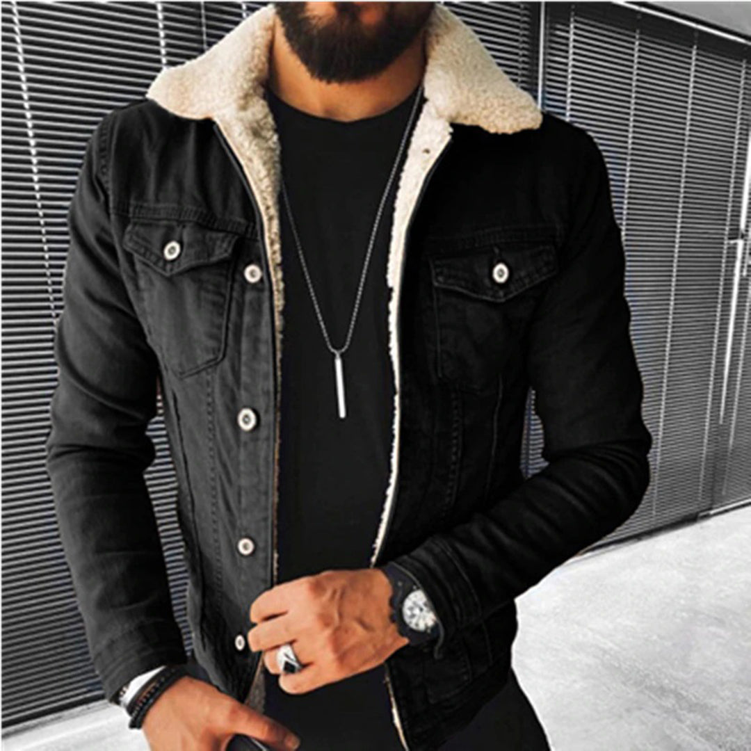 Mason - Long-sleeved Fur-lined Denim jacket