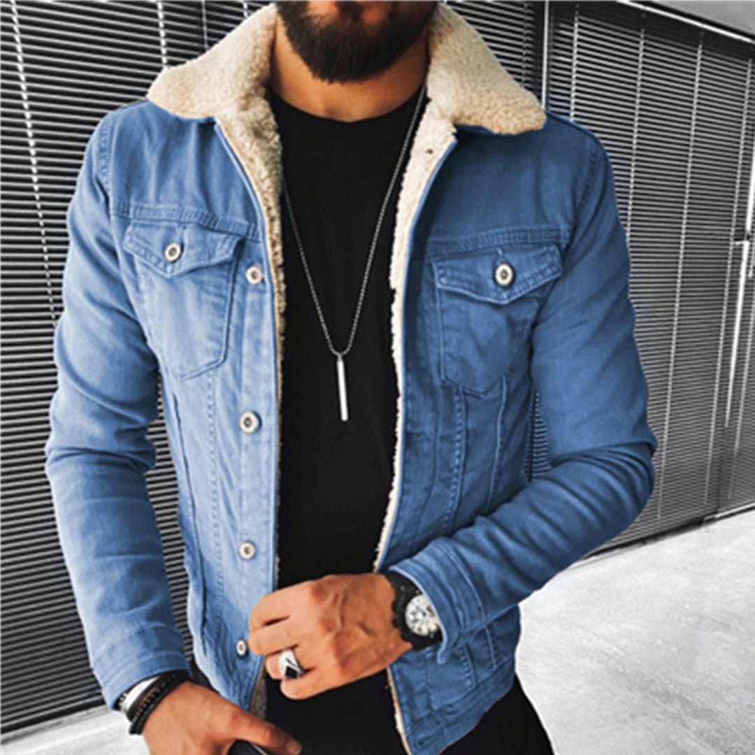 Mason - Long-sleeved Fur-lined Denim jacket