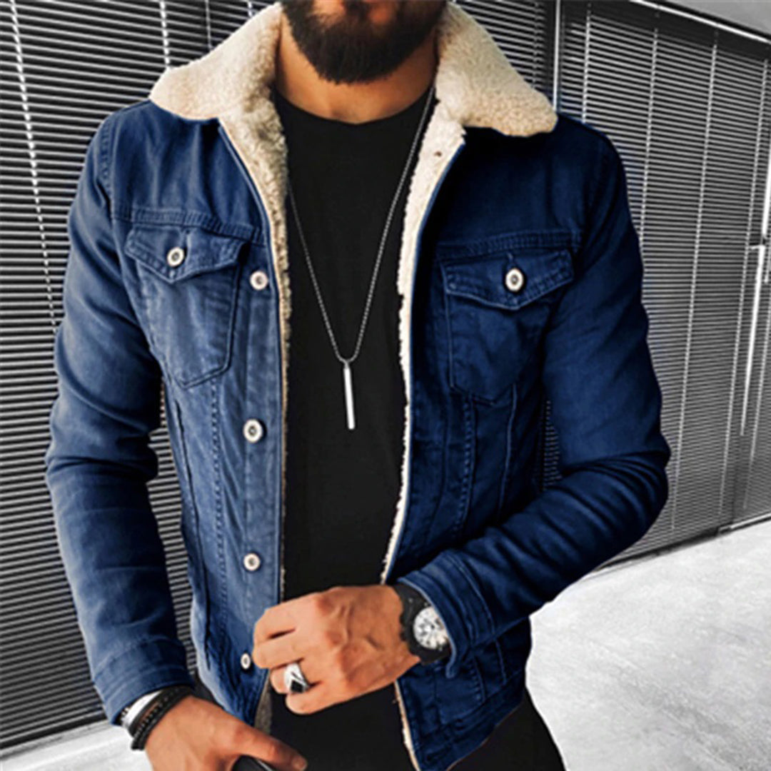 Mason - Long-sleeved Fur-lined Denim jacket