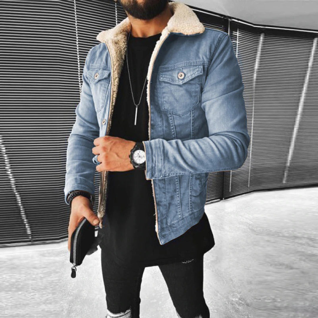 Mason - Long-sleeved Fur-lined Denim jacket