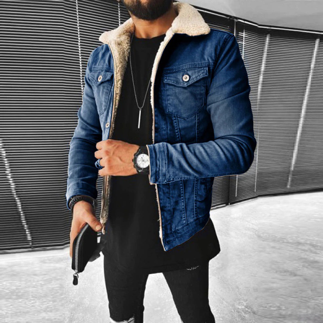 Mason - Long-sleeved Fur-lined Denim jacket