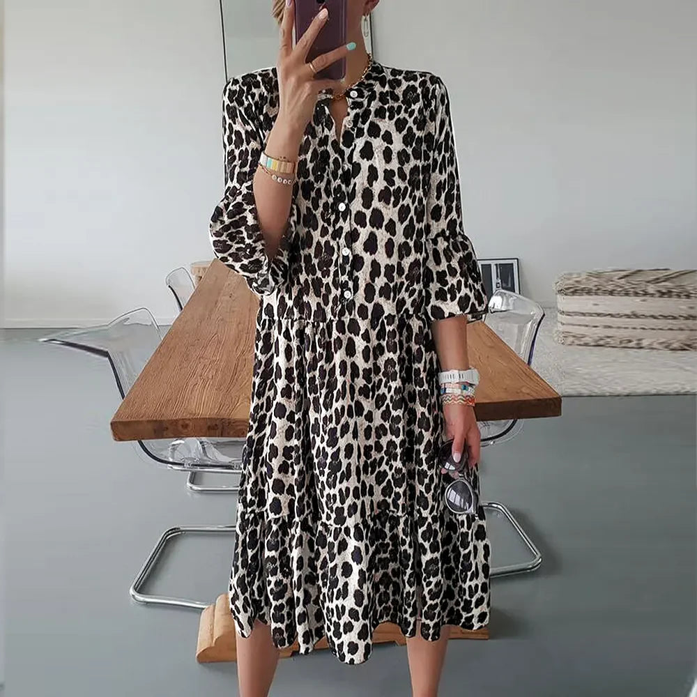 Rhea | Ibiza Fashion Stylish Ladies Dress with Leopard Print