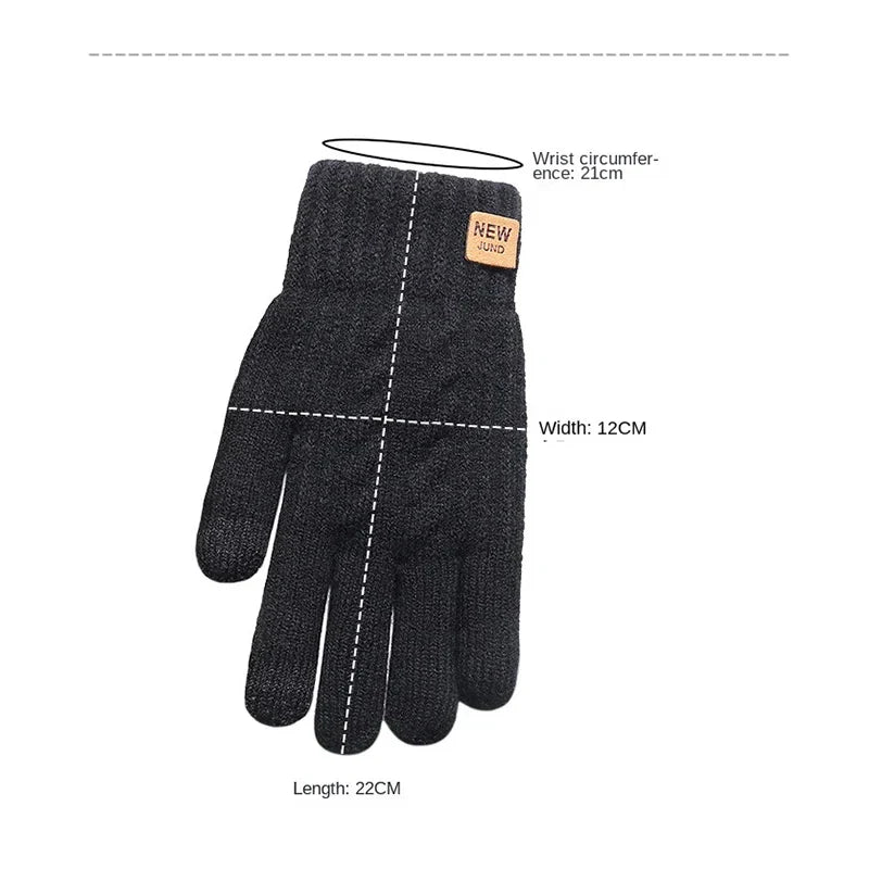 Thermal wool gloves with touchscreen - winter driving gloves